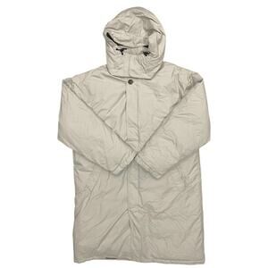 Lands' End Down Parka Jacket Mens XL 46-48 Beige Khaki Puffer Insulated Hooded